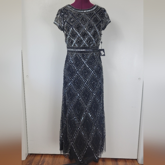 NWT Adrianna Papell 1920s inspired beaded gown - Picture 6 of 16